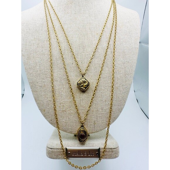 Vintage goldette triple strand carnelian charm Necklace 20” - Picture 1 of 7